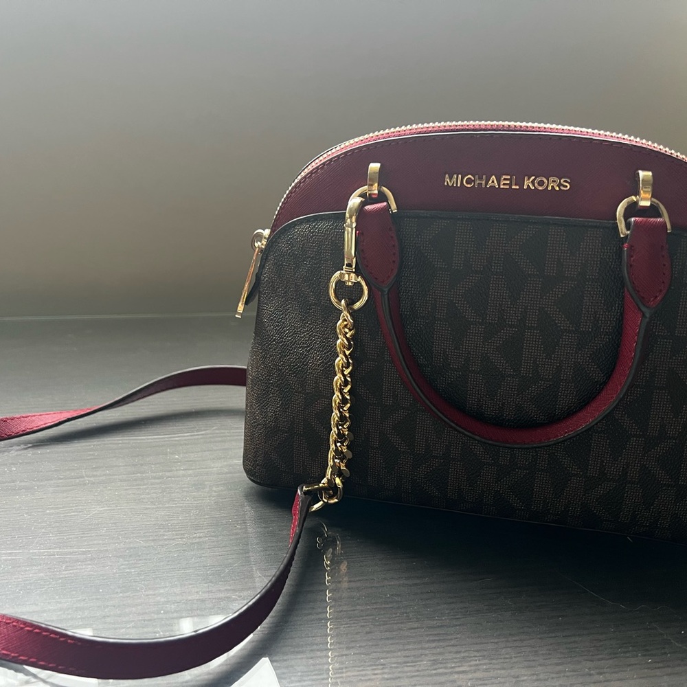 Michael Kors Burgundy and Brown Crossbody Bag